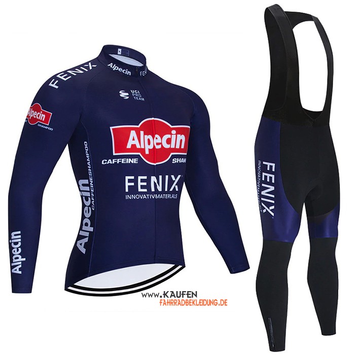 Alpecin Fenix Langarmtrikot 2021 und Lange Tragerhose TiEF Blau